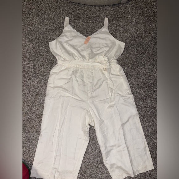 Loft double v neck wide leg white jumpsuit Size 24 - Picture 2 of 7